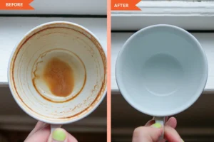 How to get coffee stains out of mugs.